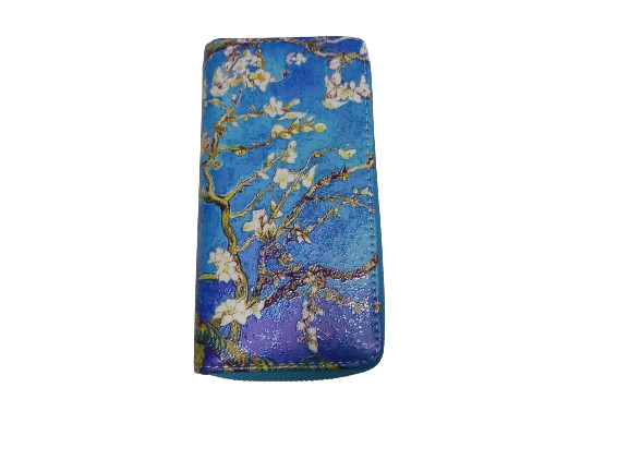 Festményes nagyméretű dupla fakkos pénztárca - Van Gogh: Mandulavirágok - ÚJ