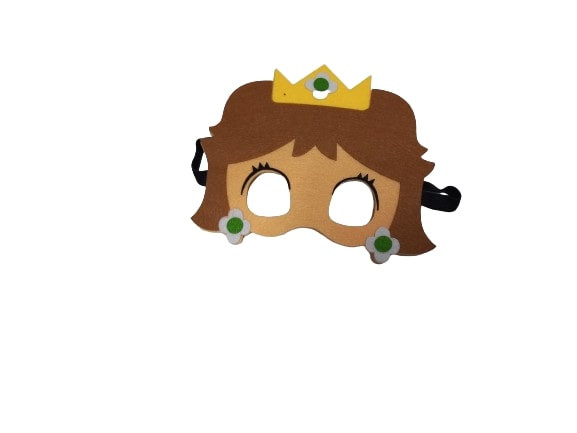 Barna hajú filc maszk, álarc, jelmezkiegészítő, királylány, hercegnő - Daisy - Super Mario - Nintendo - ÚJ