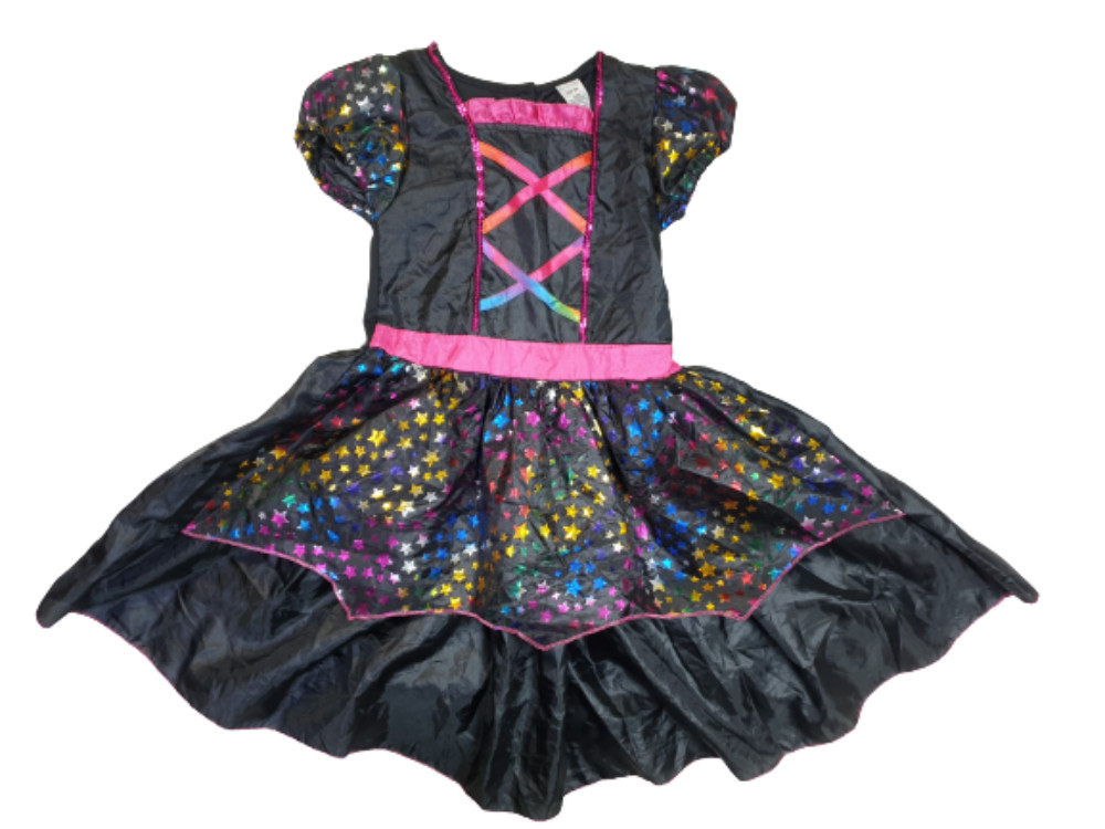 5-6 évesre színes csillagos fekete halloween jelmezruha - Tesco