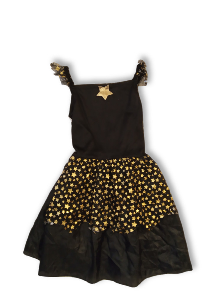 5-6 évesre fekete-arany csillagos jelmezruha, halloweenra is jó - Tesco
