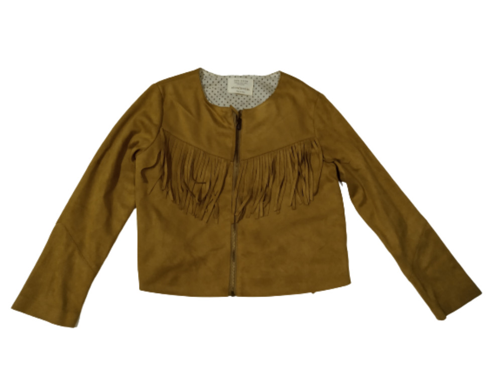 140-es barna hasítottbőr hatású átmeneti kabát lánynak - Zara