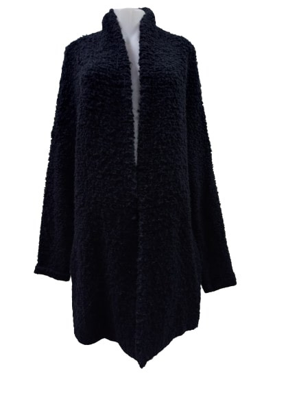 Női XL-es fekete hurkolt anyagú kardigán-kabát - S. Oliver