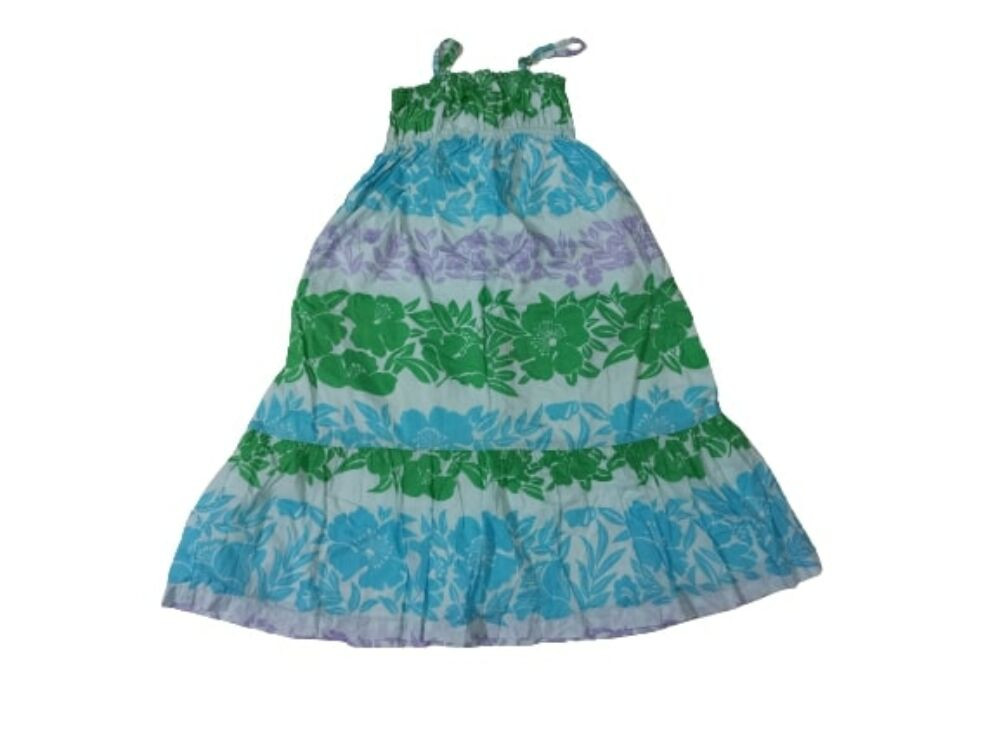 128-134-es kék-zöld virágmintás nyári ruha - GAP