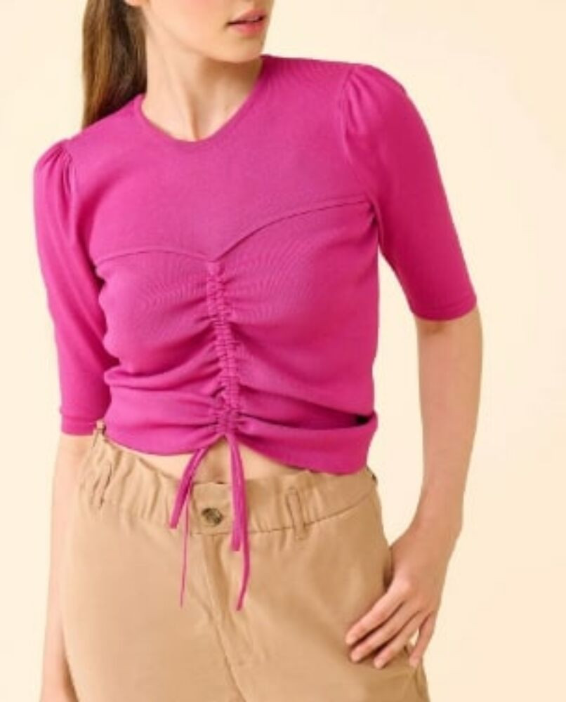 Női M-es mályvaszínű finomkötött póló, rövid ujjú felső - Orsay - ÚJ