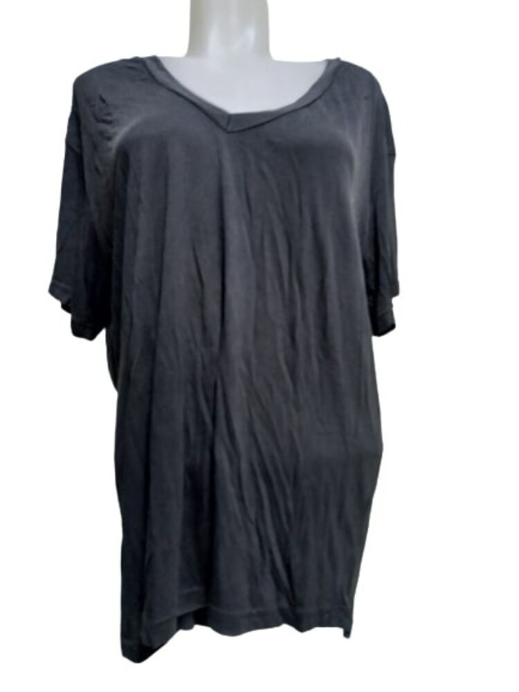 Női XL-es fekete V-nyakú lyocell póló - Zara