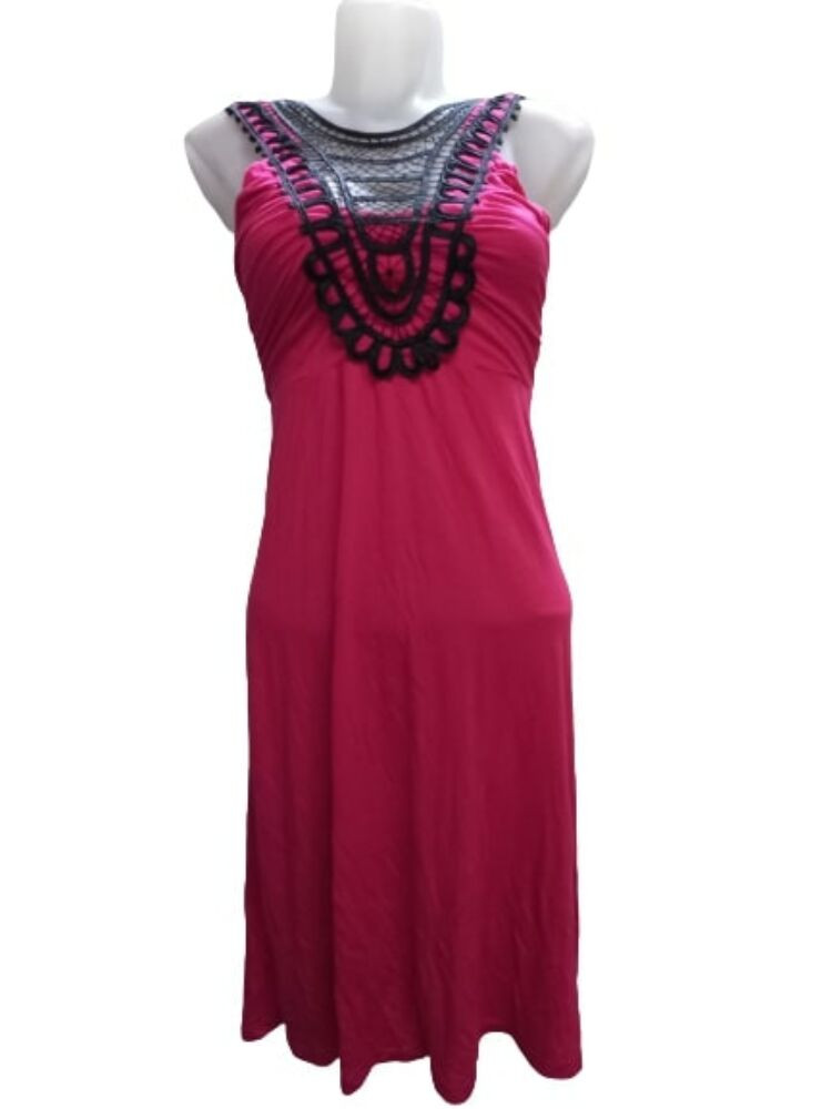 Női S-es pink-fekete csipkerátétes ruha - Atmosphere