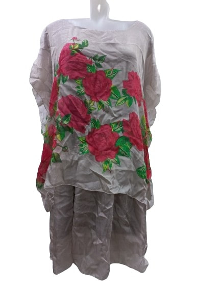Női XXL-es szürke rózsás lenge ruha - Made in Italy