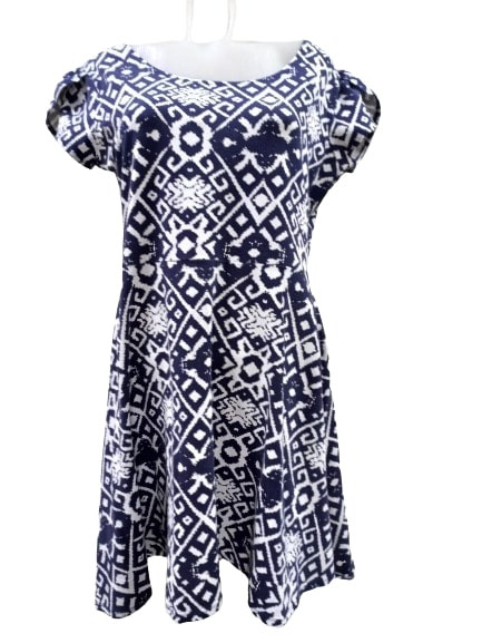 Női 44-es kék-fehér mintás rövid ujjú ruha, tunika - Dorothy Perkins