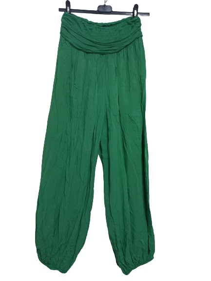 Női zöld laza jóganadrág, nyári nadrág, háremnadrág - Italy Moda - ÚJ